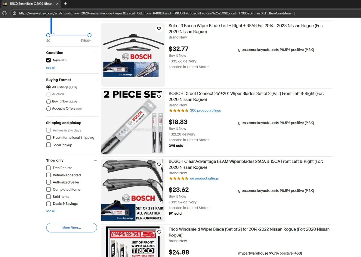 Wiper Blade Price on Ebay